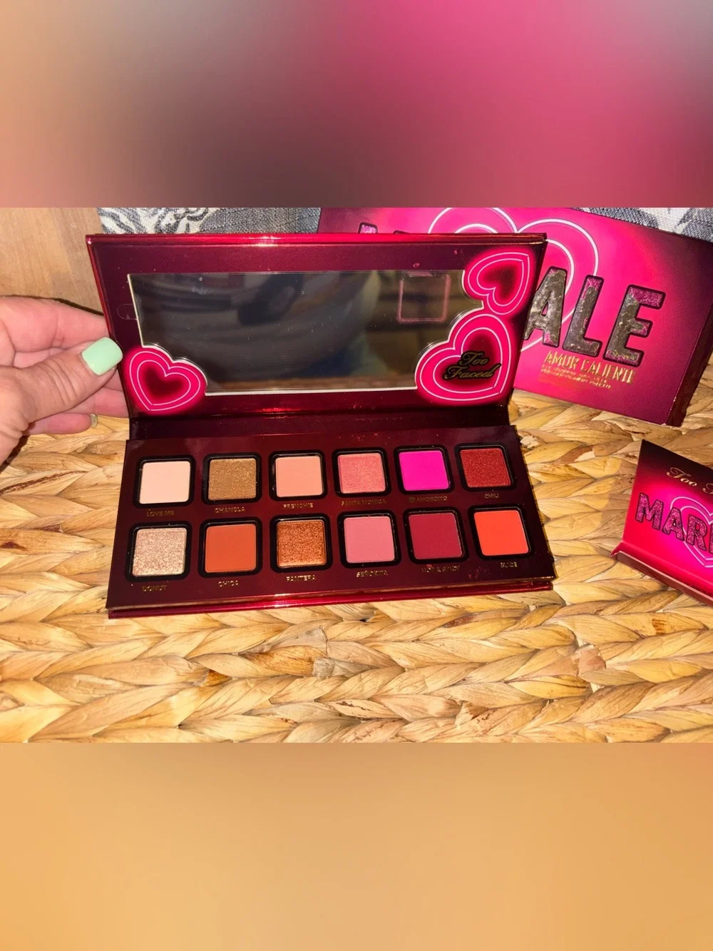 Too Faced Mariale Amor Caliente Eyeshadow Palette - pink, black, gold